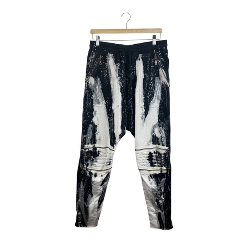 Men's Robins Jeans Sweatpants Galatic Black and White Abstract Joggers Sz S - Picture 4 of 12